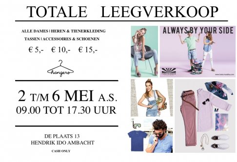 Totale leegverkoop sample sale | alle kleding & accessoires 5,10 & 15 euro 