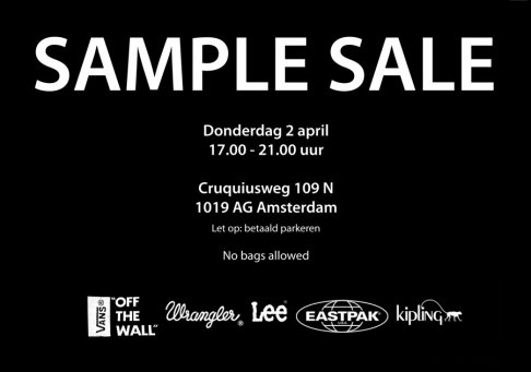 Samples Sale Vans, Lee, Wrangler, Eastpak, Kipling