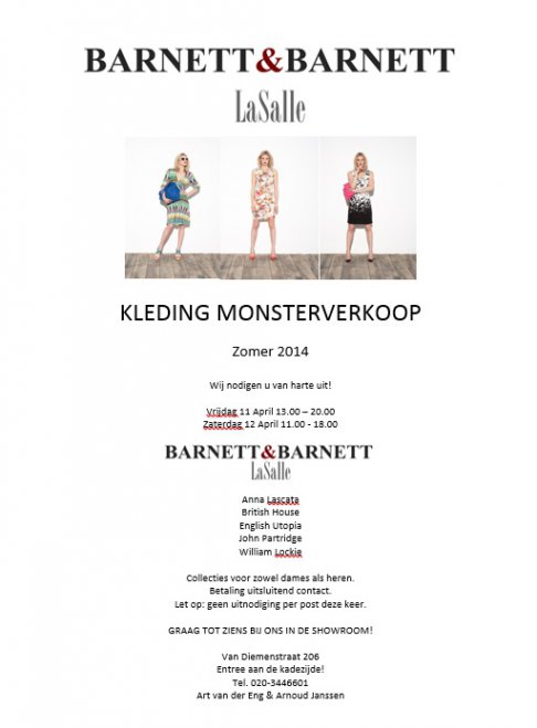 Sample Sale Barnett & LaSalle Spring/Summer 2014