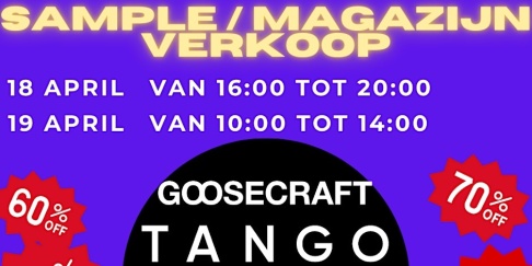 Magazijnverkoop Tango, Goosecraft  & Yellow-Cab