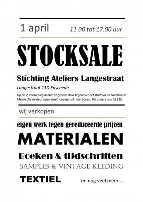 Stocksale Stichting Ateliers Langestraat