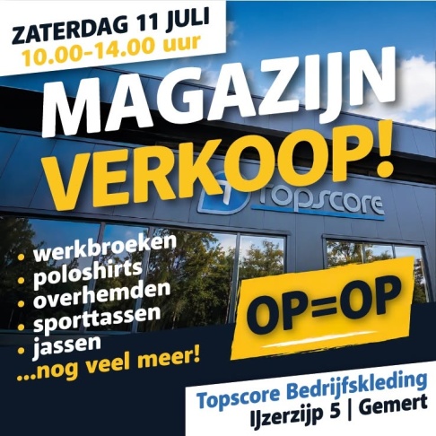 Topscore bedrijfskleding magazijnverkoop