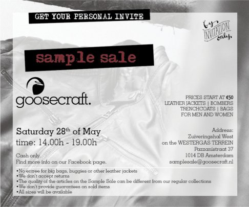 Goosecraft Sample Sale Amsterdam - 1