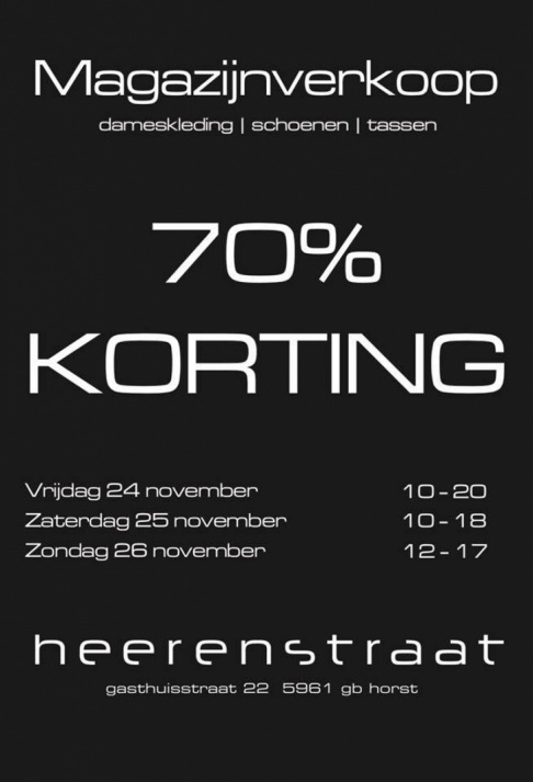 Magazijnverkoop Heerenstraat -- 70% korting - 1