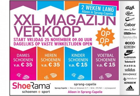 Magazijnverkoop XXL open t/m 10-12 - 2