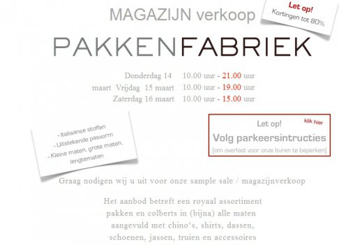 PakkenFabriek Sample Sale - 1