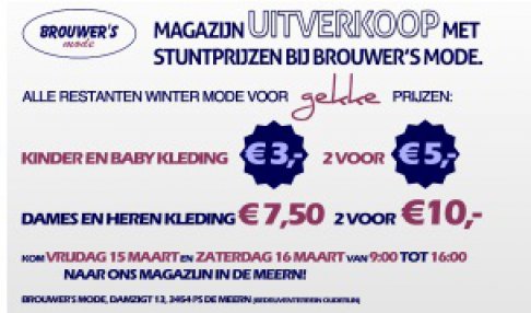 Magazijnverkoop Brouwers's Mode - 1