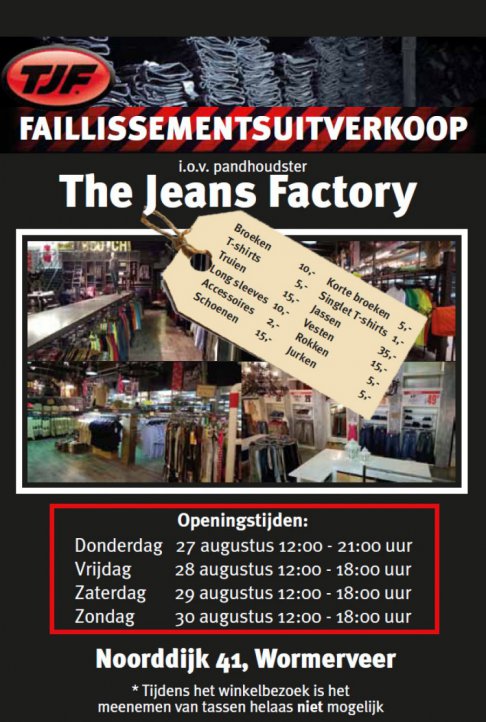 Faillissementsuitverkoop The Jeans Factory